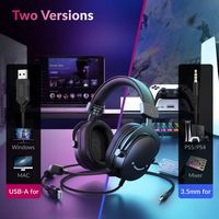 FIFINE - Gaming USB Headset with 7.1 Surround Sound for PS5/Xbox/Switch, AmpliGame H9 - Black - Left View