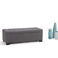 Simpli Home - Laredo Rectangular Polyester Bench Ottoman With Inner Storage - Slate Gray - Left View