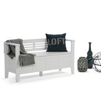 Simpli Home - Adams Entryway Storage Bench With Backrest - White - Left View