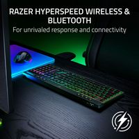 Razer - BlackWidow V4 Low-profile HyperSpeed Wireless Full Size Mechanical Orange Tactile Switch ... - Left View