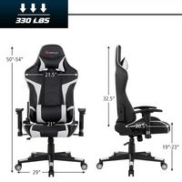 Costway - Racing Massage Gaming Chair with Lumbar Support - White + Black - Left View