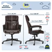 Serta - Hannah Upholstered Executive Office Chair with Pillowed Headrest - Smooth Bonded Leather ... - Left View