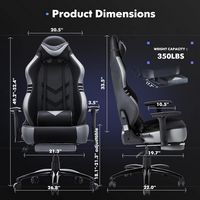 Bestier - Gaming Chair 4 - PU Leather Fixed up Armrest Lumbar Support Ergonomic Arm Chair in With... - Left View