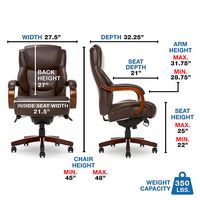La-Z-Boy - Delano Big & Tall Bonded Leather Executive Chair - Chestnut Brown - Left View