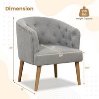 Costway - Upholstered Comfy Accent Chair with Rubber Wood Legs - Gray - Left View