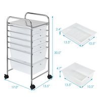 Costway - 6 Drawer Rolling Storage Cart Scrapbook Paper Office School Organizer - Clear - Left View