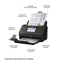 Epson - WorkForce ES-580W Wireless Duplex Touchscreen Desktop Document Scanner - Black - Left View