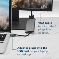 Insignia™ - USB to VGA Adapter - Black - Left View