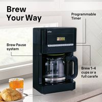 Braun - BrewSense 12-Cup Drip Coffee Maker - Black - Left View