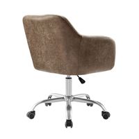 Linon Home Décor - Carvel Faux Leather Height-Adjustable Office Chair - Brown - Left View