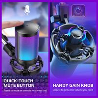 FIFINE - RGB USB Condenser Gaming Microphone and Stand Bundle - Left View