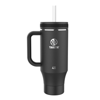 Takeya - 40-oz. Straw Tumbler with Handle - Onyx - Left View