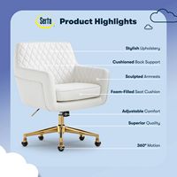 Serta - Deluxe Ashleigh Modern Home Office Chair - White Bonded Leather - Gold Chrome - Left View