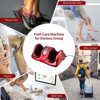 Costway - Shiatsu Foot Massager Kneading and Rolling Leg Calf Ankle with Remote Red - Red - Left View