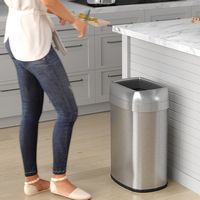 iTouchless - 13 Gallon Elliptical Open Top Trash Can and Recycle Bin with Dual AbsorbX Odor Filte... - Left View