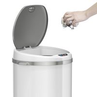 iTouchless - 8 Gallon Touchless Sensor Trash Can with AbsorbX Odor Control System, White Stainles... - Left View