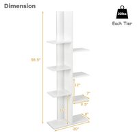 Costway - Open Concept Bookshelf Plant Display Shelf Rack Storage Holder Wooden - White - Left View