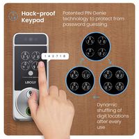 Lockly - Visage Smart Lock Wi-Fi Deadbolt Facial/Keyway/Fingerprint - Satin Nickel - Left View