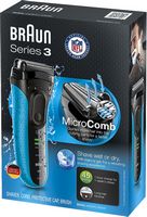 Braun - Series 3 Wet/Dry Electric Shaver - Blue - Left View