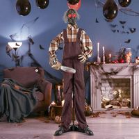 Costway - Halloween Animatronic Shaking Haunted Man w/ Chainsaws Life Size Scary Bio-Human - Brown - Left View