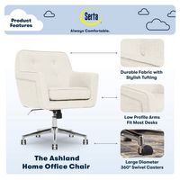 Serta - Ashland Memory Foam & Twill Fabric Home Office Chair - Ivory - Left View