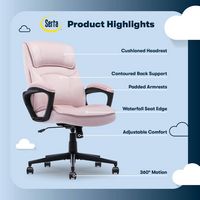 Serta - Comfort Classic Mid-Back Executive Soft Velvet Office Chair - Pink - Left View