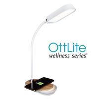 OttLite - Inspire LED Desk Lamp with Wireless Charging - White - Left View