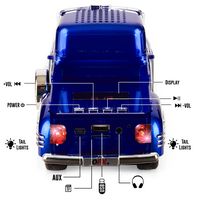 QFX - Retro Classic Truck Portable Bluetooth Speaker with Bass Radiator and LED Lights - Blue - Left View