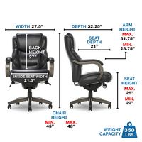 La-Z-Boy - Delano Big & Tall Bonded Leather Executive Chair - Jet Black/Gray Wood - Left View