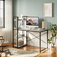 Bestier - 47inch Small Gaming Computer Desk with Shelves for Home Office - Gray - Left View