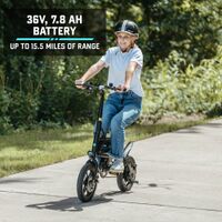 GoTrax - Z4 SWIFT Foldable eBike w/ 25mi Max Operating Range and 15.5mph Max Speed - Black - Left View