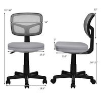 Costway - Armless Mesh Adjustable Swivel Office Chair - Gray - Left View