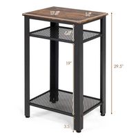 Costway Set of 2 3-Tier Industrial Tall Nightstand Side End Telephone Table w/ Shelves - Rustic B... - Left View
