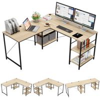 Bestier - 59inch L Shaped Desk with Shelves Home Office Gaming Computer Desk - light OAK - Left View