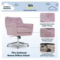 Serta - Ashland Memory Foam & Twill Fabric Home Office Chair - Lilac - Left View
