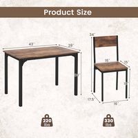 Costway 5 Piece Dining Table Set Industrial Style Kitchen Table & Chairs for 4 Brown - Rustic Brown - Left View