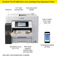 Epson - EcoTank Pro ET-5800 Wireless All-In-One Inkjet Printer - White - Left View