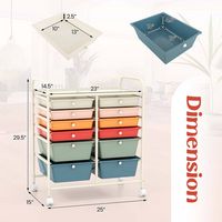 Costway - 12 Drawer Rolling Storage Cart Organizer Cart with 2 Sizes Plastic Drawers - Macaron - Left View