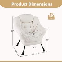 Costway - Stylish Large Lazy Chair with Cozy Head Pillow and Seat Armrests - Beige - Left View