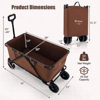 Costway - Heavy-Duty Wagon Cart with Adjustable Handlebar Bottle Holders & Storage Pocket Coffee ... - Left View