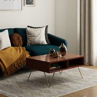 Simpli Home - Hunter Small Lift Top Coffee Table - Umber Brown and Gold - Left View