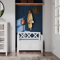 Simpli Home - Amherst Small Entryway Storage Bench - White - Left View
