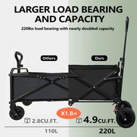 Bestier Heavy-Duty Wagon Cart with Adjustable Handlebar Bottle Holders & Storage Pocket - Black - Left View