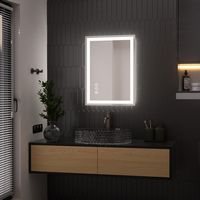 LOVMOR - 20 x 28 Inches Tempered Glass LED Bathroom Mirror with Anti-Fog & 3-Color Dimmable Light... - Left View