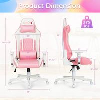 Costway - Racing Style Gaming Chair - Pink and White - Left View