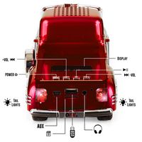 QFX - Retro Classic Truck Portable Bluetooth Speaker with Bass Radiator and LED Lights - Red - Left View