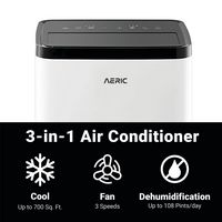 Aeric - 700 Sq. Ft Portable Air Conditioner - White - Left View