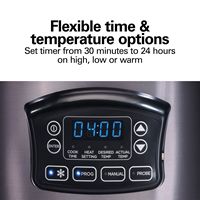 Hamilton Beach - Programmable Defrost 6-Quart Slow Cooker with Temperature Probe - Stainless Steel - Left View