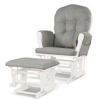 Costway - Glider and Ottoman Cushion Set Wood Nursery Rocking Chair - Gray - Left View