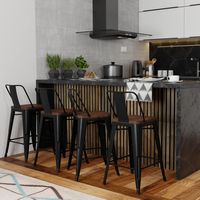 Simpli Home - Rayne Metal and Wood Counter Height Stool (Set of 4) - Black - Left View